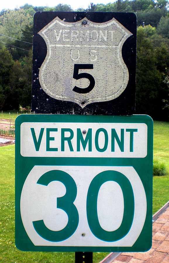 Vermont - U.S. Highway 5 and State Highway 30 sign.