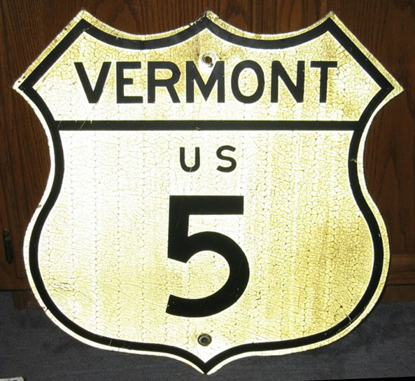 Vermont U.S. Highway 5 sign.