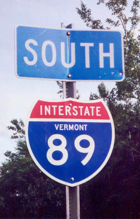 Vermont Interstate 89 sign.