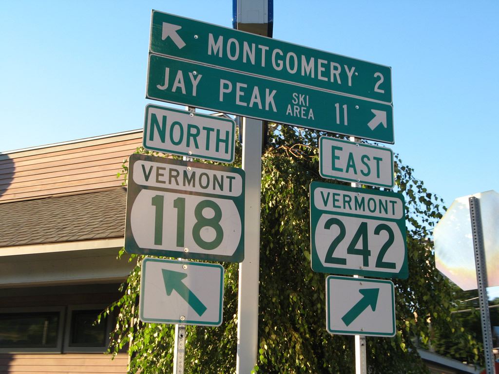 Vermont - State Highway 242 and State Highway 118 sign.
