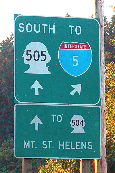 Washington - State Highway 504, Interstate 5, and State Highway 505 sign.