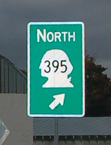 Washington State Highway 395 sign.