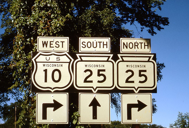Wisconsin - State Highway 25 and U.S. Highway 10 sign.