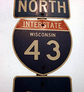 Wisconsin Interstate 43 sign.