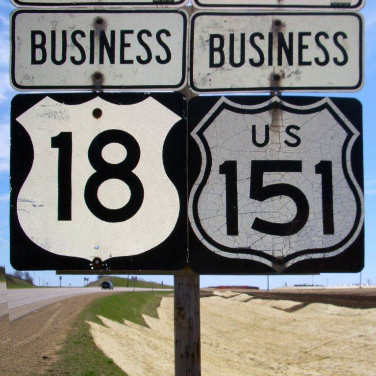 Wisconsin - U.S. Highway 18 and U.S. Highway 151 sign.