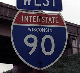Wisconsin Interstate 90 sign.