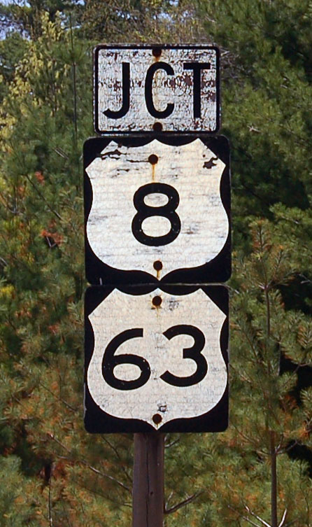 Wisconsin - U.S. Highway 63 and U.S. Highway 8 sign.