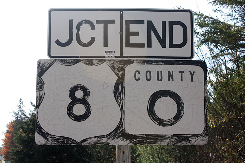 Wisconsin - county route O and U.S. Highway 8 sign.