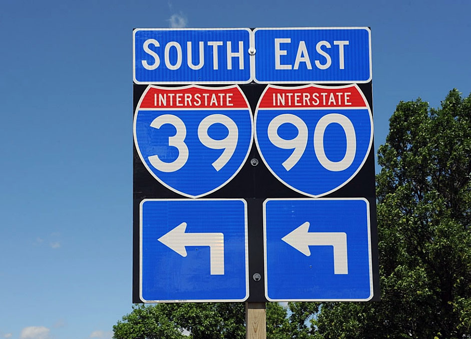 Wisconsin - Interstate 39 and Interstate 90 sign.