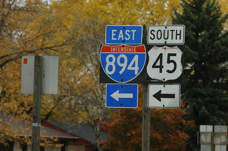 Wisconsin - Interstate 894 and U.S. Highway 45 sign.
