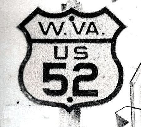 West Virginia U.S. Highway 52 sign.