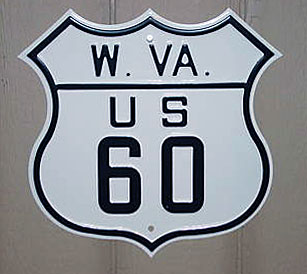 West Virginia U.S. Highway 60 sign.
