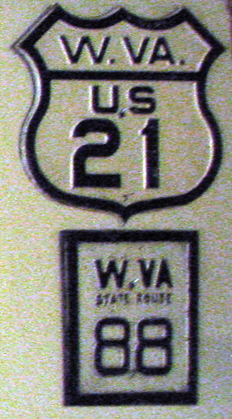 West Virginia - State Highway 88 and U.S. Highway 21 sign.
