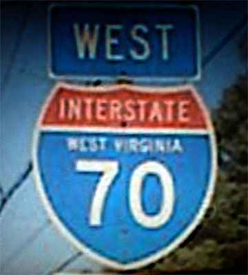 West Virginia Interstate 70 sign.
