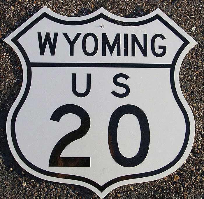 Wyoming U.S. Highway 20 sign.