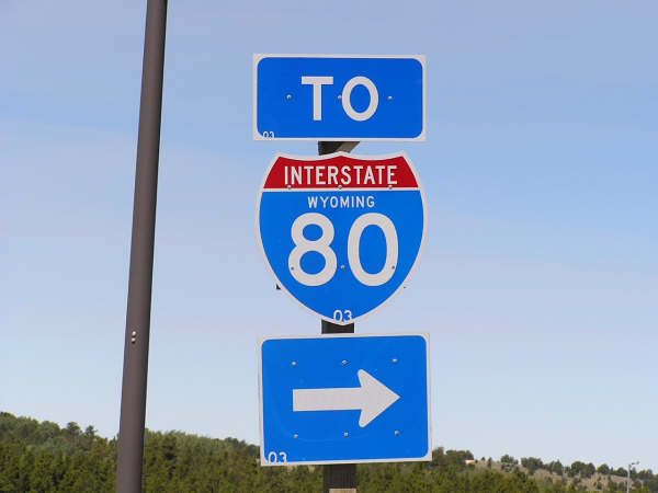 Wyoming Interstate 80 sign.